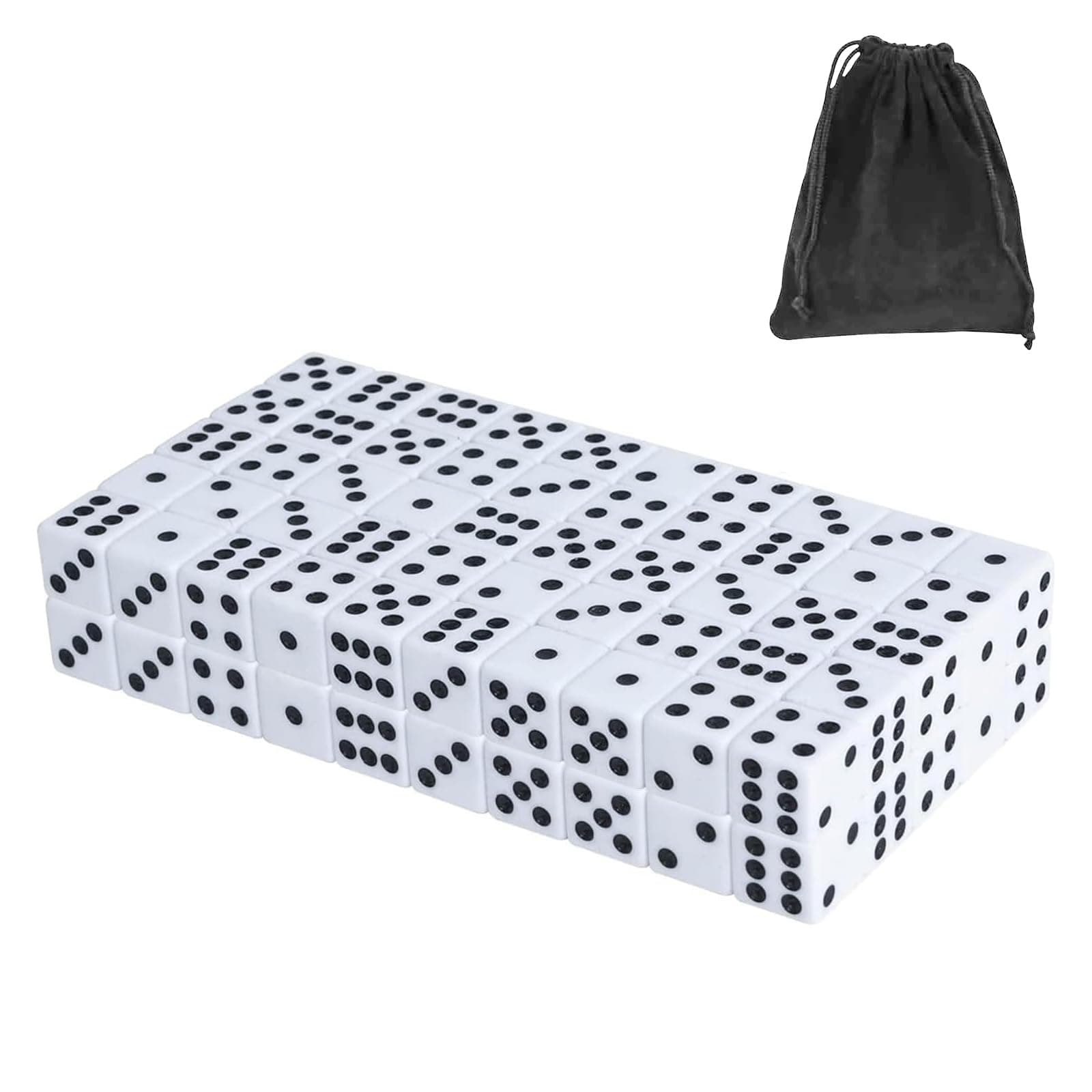 50 Pack 16MM White Dice - Six Sided Standard Opaque White Dice with Black Pips Dots for Board Games