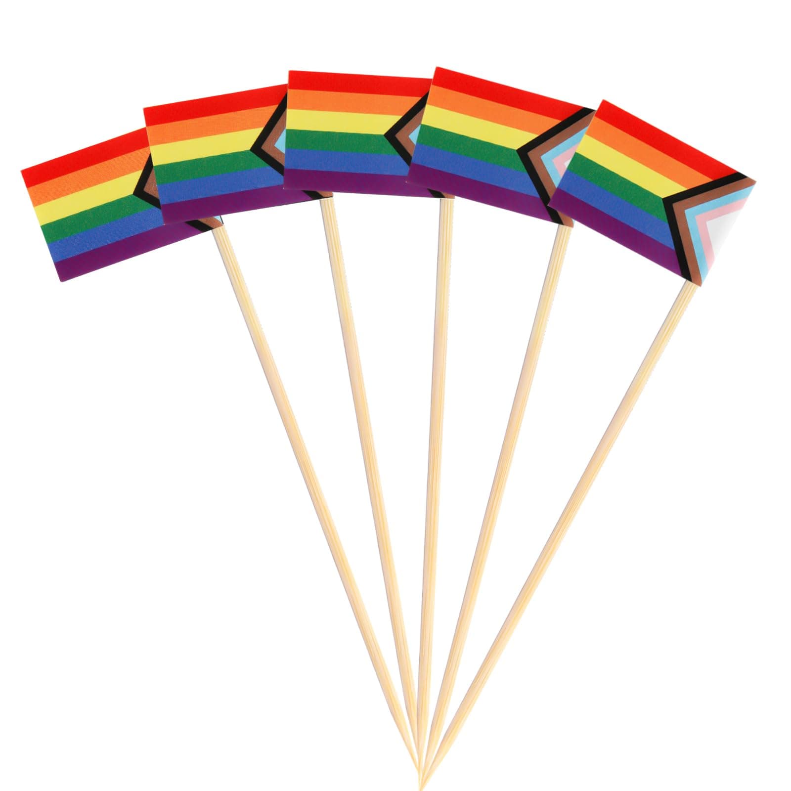 Pride Rainbow Flag Toothpicks Mini LGBT Gays Pride Flags 4.7 Inch Long Cocktail Picks for Drinks-Rainbow Mardi Gras Events Party Cupcake Toppers Decoration(100 Pcs)