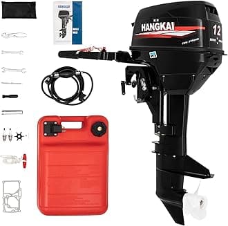 2 Stroke 12HP Outboard Motor, Outboard Motor Boat Engine, Heavy Duty Fishing Boat Marine Engine with CDI Ignition System Water Cooling System Motor