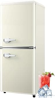 3.8 Cu.Ft Retro Fridge with Bottom Freezer and Drawer, 2 Door Refrigerator with 7 Adjustable Temperature Settings for Bedroom, Dorm, Office, Apartment, Large Capacity, White