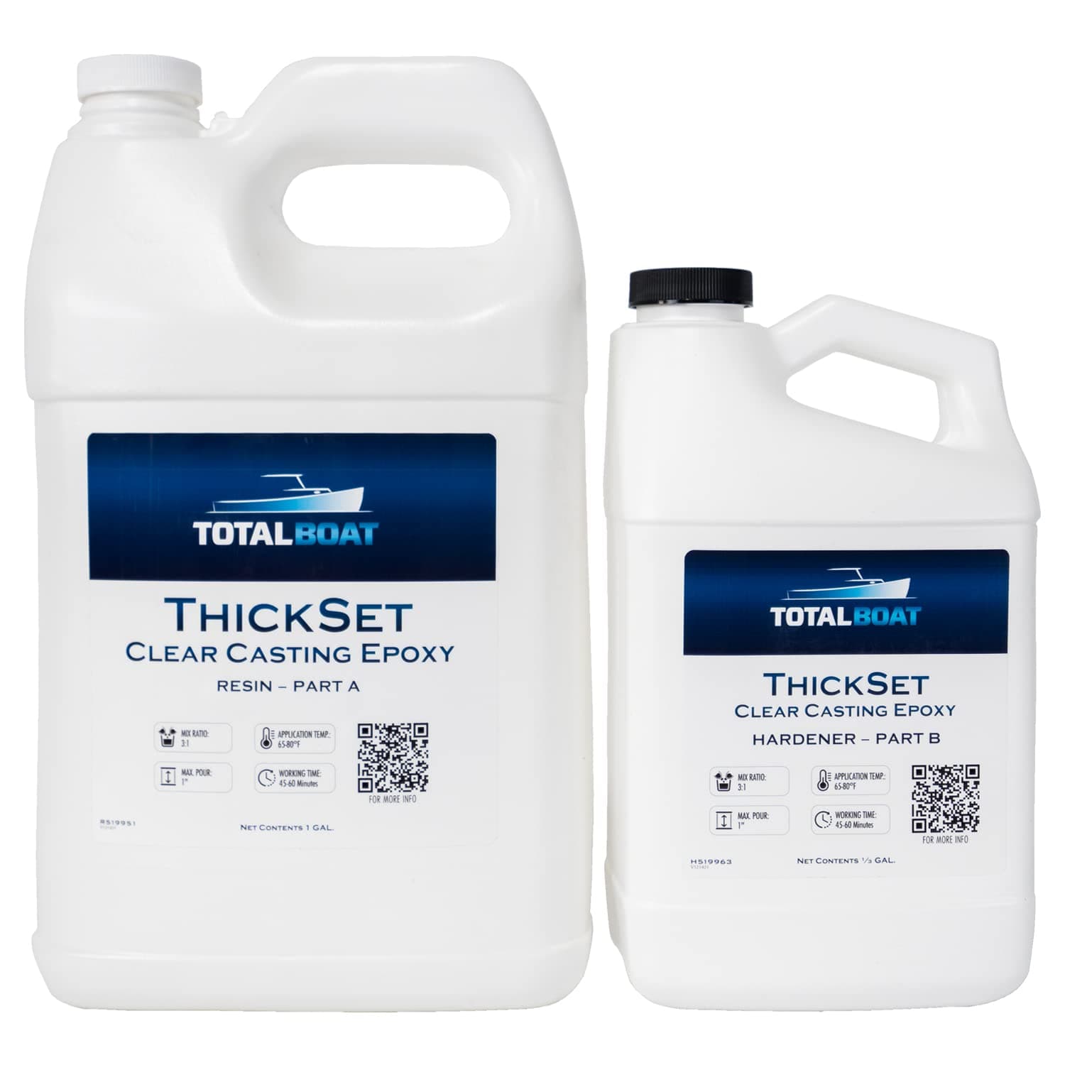 TotalBoat Thickset Clear Epoxy Casting Resin Set for Deep Casting, Casting and Moulding 1.3 Gallon Kit
