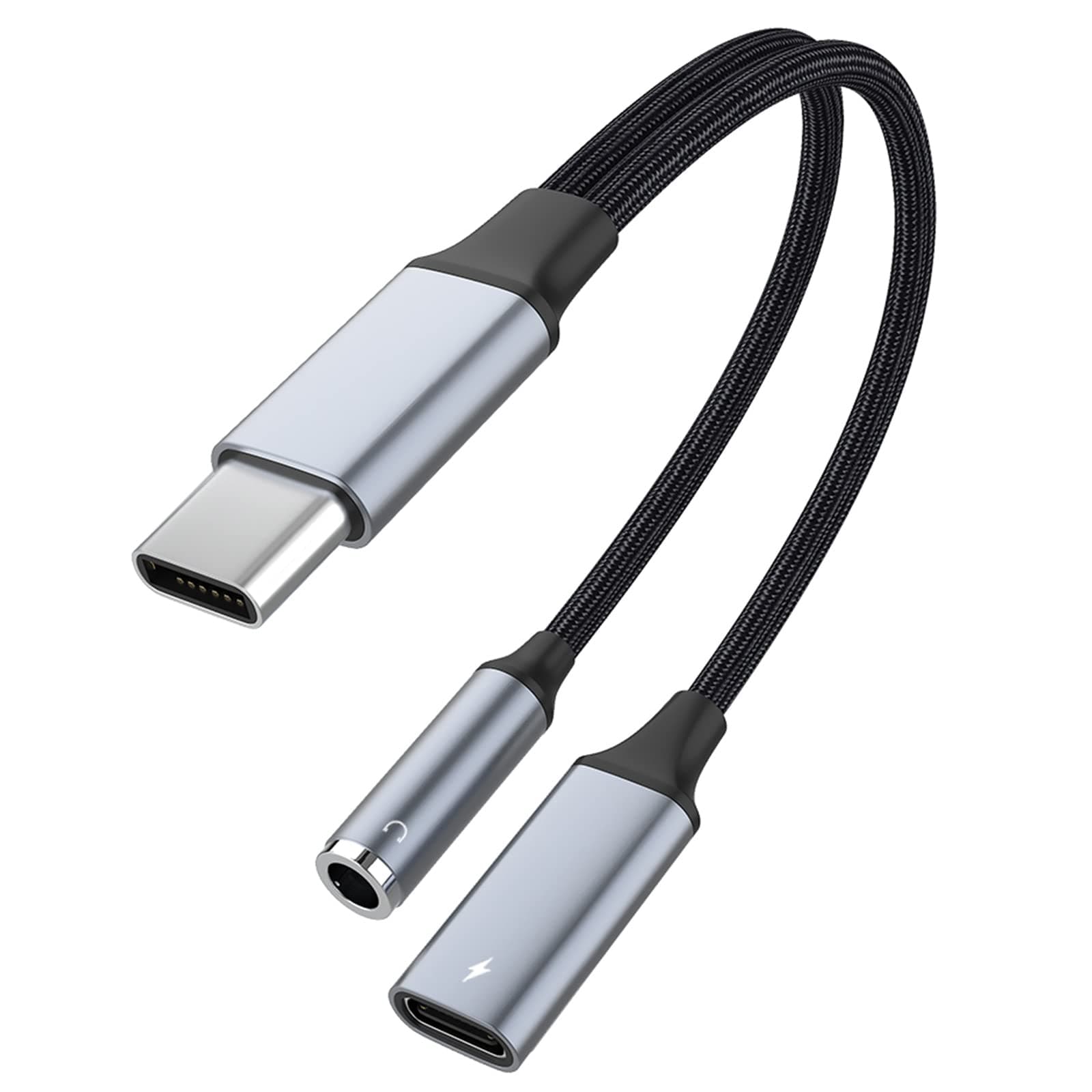 AXFEE USB C to 3.5mm Jack, 2 in 1 Type C Headphone Adapter and Charger, Aux Digital Audio Earphone Adaptor, Hi-Res DAC Adaptor Compatible with Samsung Galaxy S22 S21 S20 Ultra Note 20, Huawei