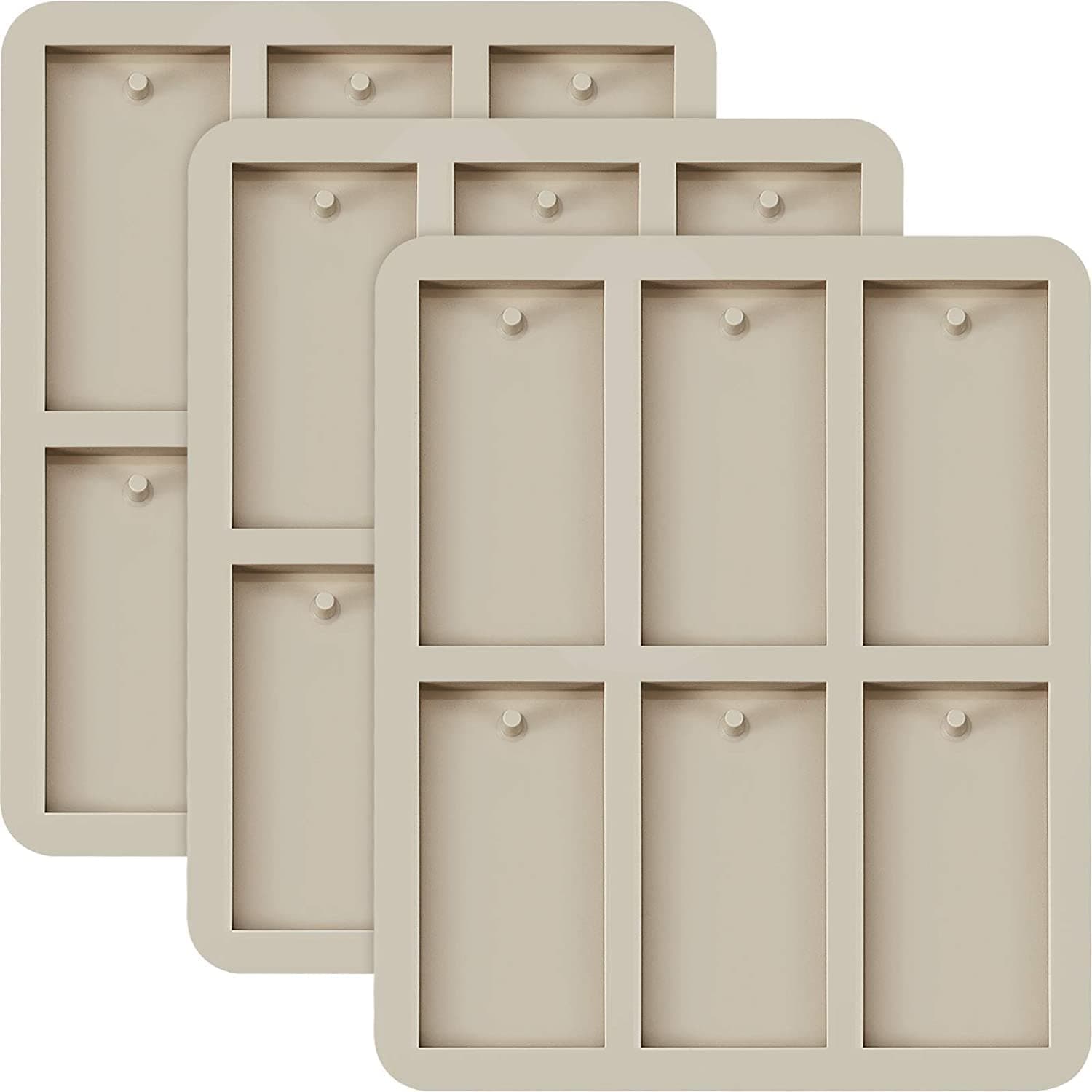 Azonee 3 Pieces Silicone Wax Molds Rectangular Silicone Resin Molds Keychain Wax Mold Rectangle Epoxy Casting Mold with Hanging Hole for DIY Jewelry Making Pendant Crafts Decor