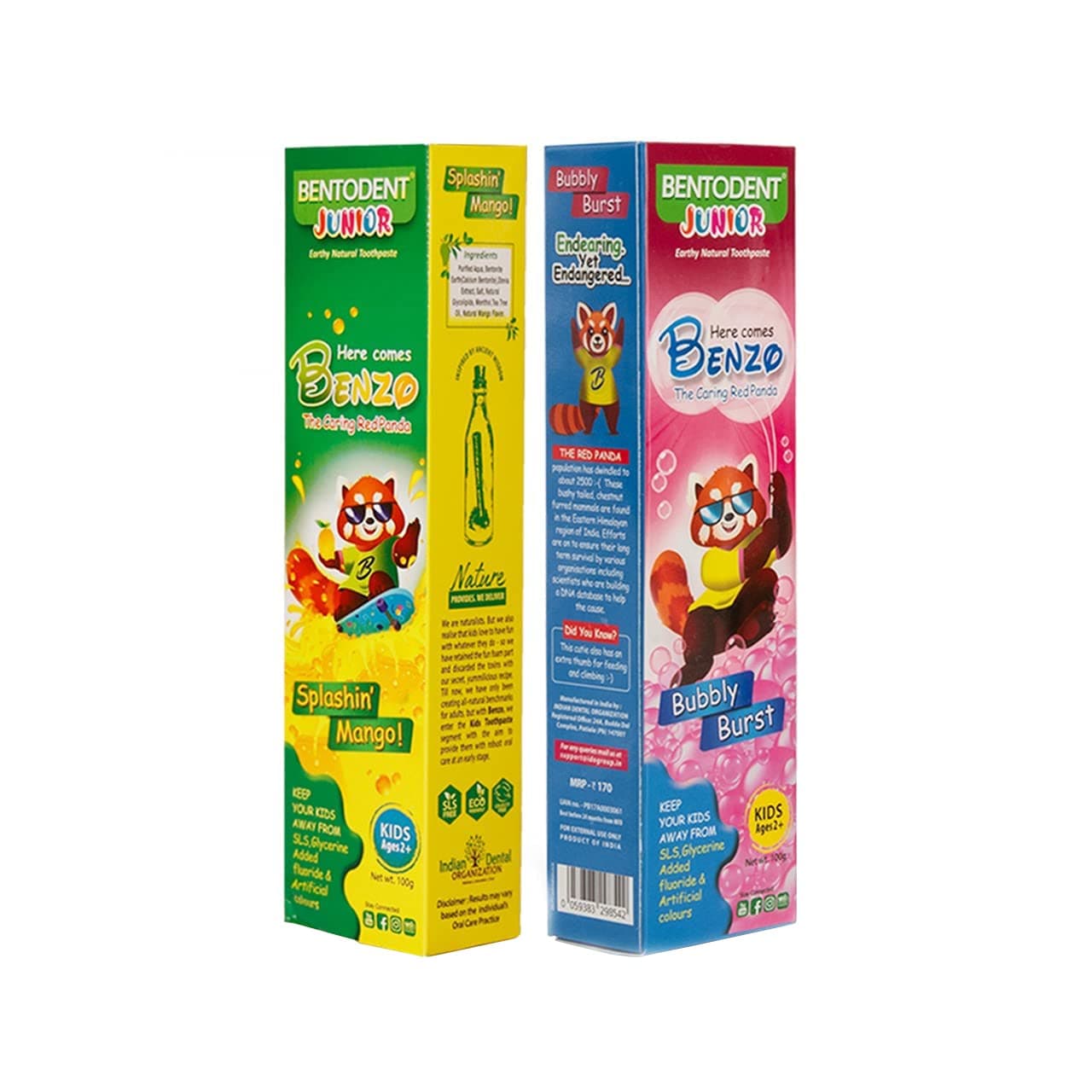 Bentodent Kids Toothpaste - All Natural Kids Toothpaste - Made Safe Certified Kids Toothpaste- No SLS,Veg, Fluoride Free Toothpaste Kids 2+ Age - Fresh Breath, Complete Care(Mango & Bubble Pack)