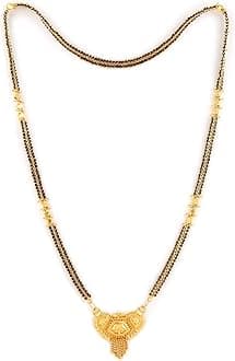 BBRATS Traditional Temple Forming One Gram Gold Chain Meenakari Maharashtrian Tanmaniya Black Mangalsutra Set for Women