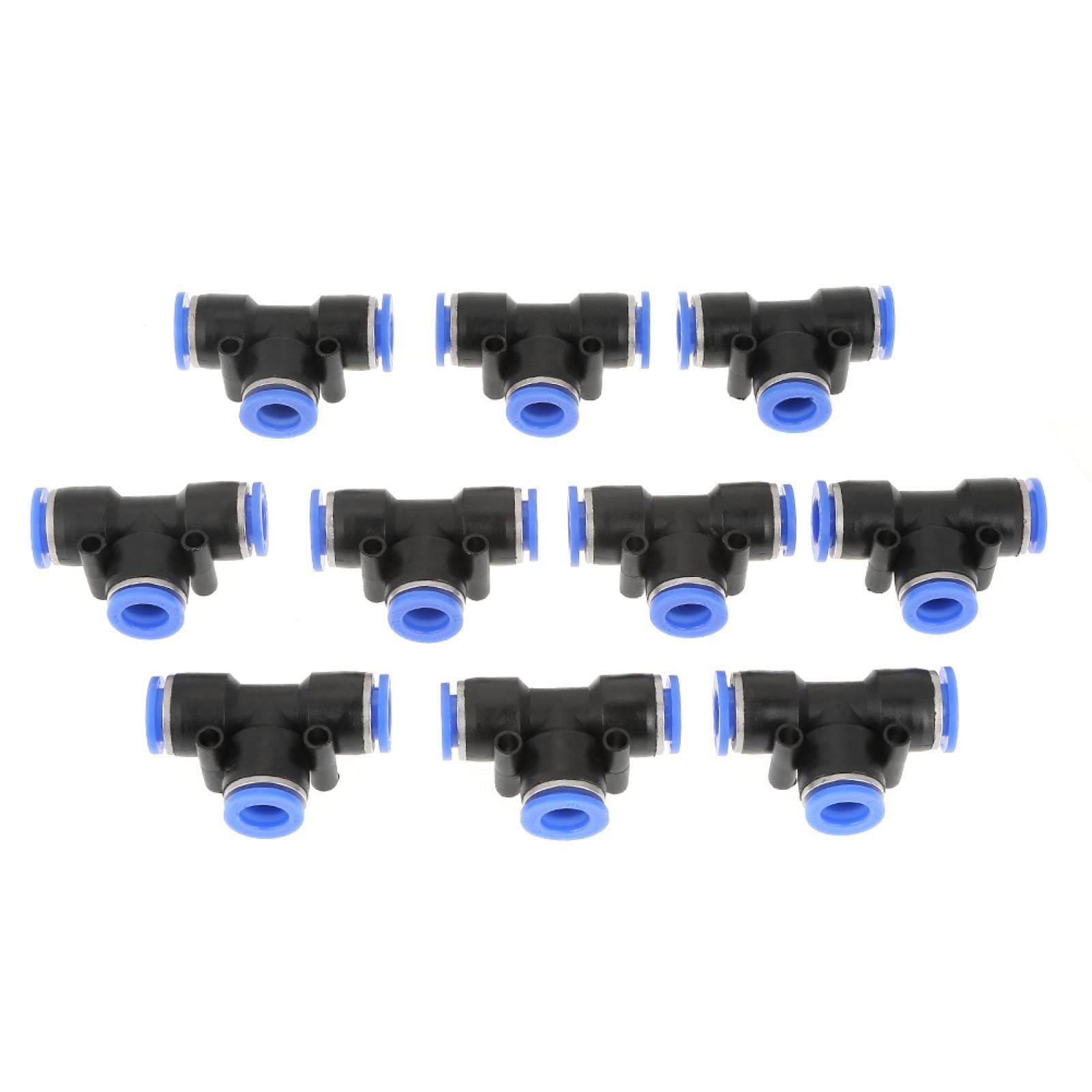 10Pcs Pneumatic Tee Union Connector, 10mm 3/8 T Type Pneumatic Connector Air Line Quick Fittings