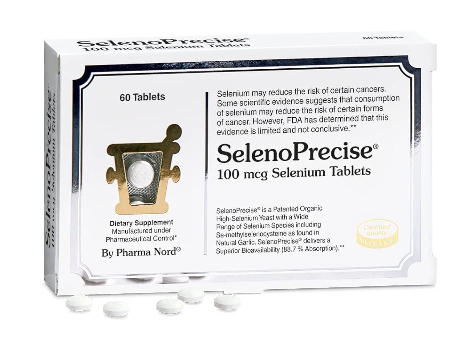 Pharma Nord SelenoPrecise Selenium 100 mcg – Thyroid, Immune & Antioxidant Support, Guaranteed High Absorption, Non-GMO, Gluten-Free, 60 Tablets