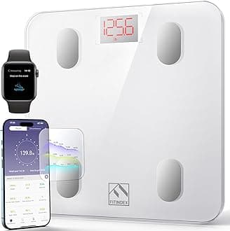 Smart Scale for Body Weight, FSA&HSA Eligible, Scale with BMI, Body Fat, Muscle Mass, Bluetooth,13 Body Composition Analyzer, Sync APP, Digital Bathroom, 400lb, White