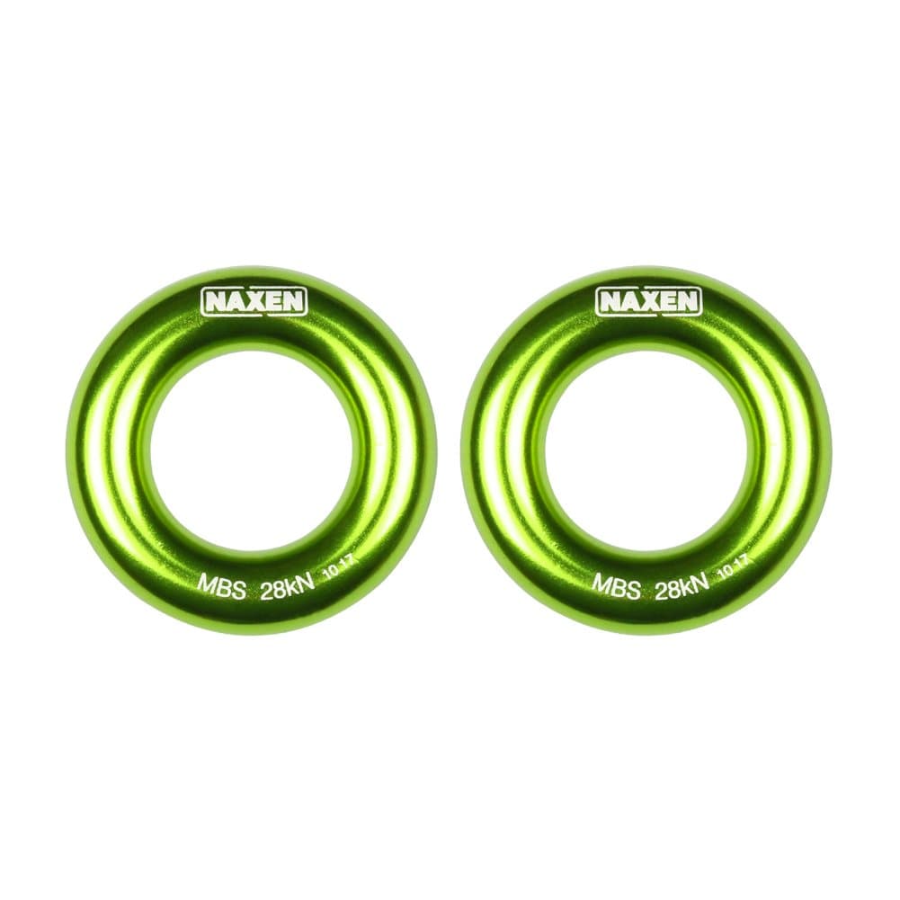 NAXEN 28kN Rappel Ring Hammock Ring Connection Ring for Slackline Rock Climbing Tree Climbing Rescue Green Pack of 2