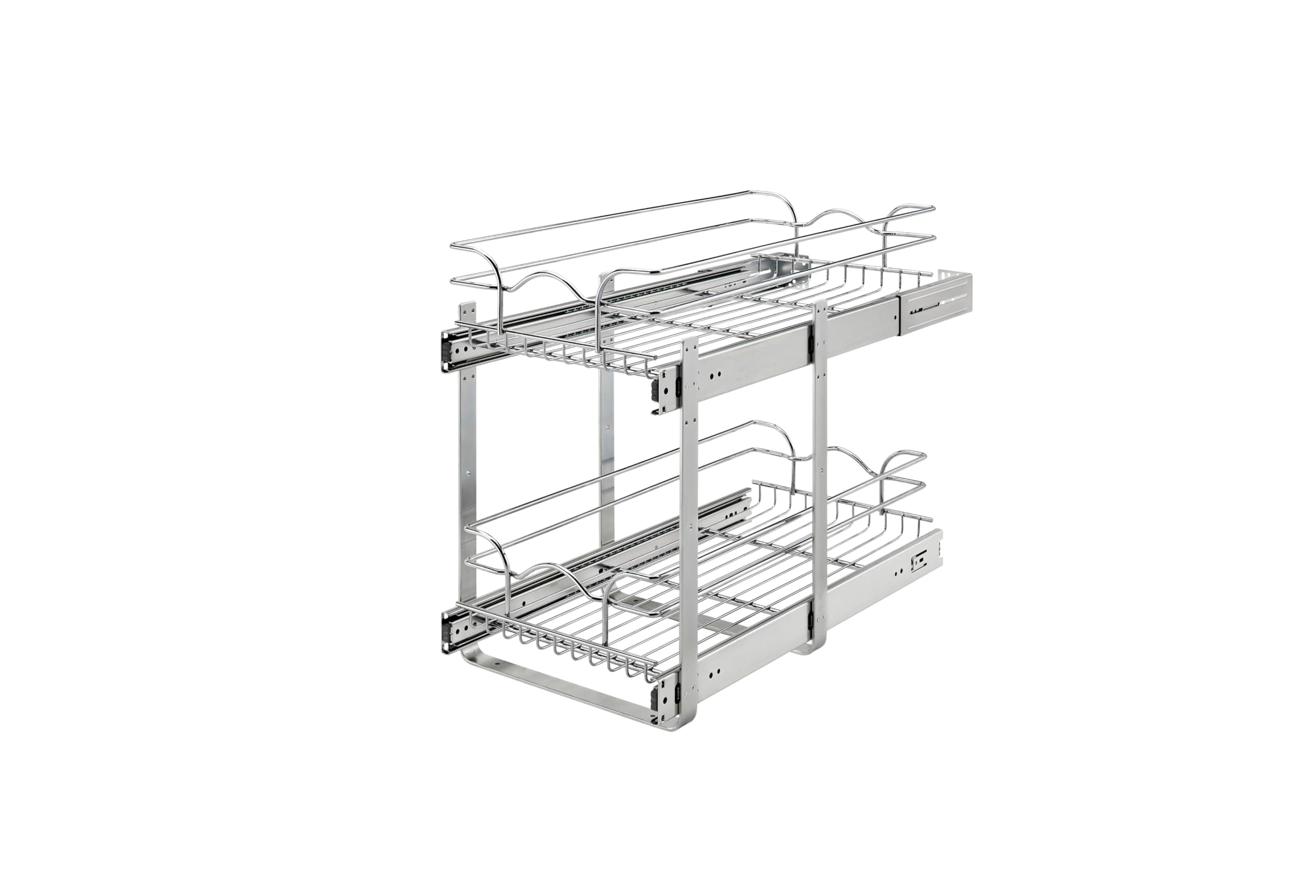 2-Tier Kitchen Cabinet Pullout Shelf and Drawer Organizer Slide Out Pantry Storage Basket in Multiple Sizes, 12 x 22 In, 5WB2-1222CR-1