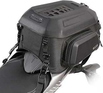 Rhinowalk Motorcycle Tail Bag Travel Luggage Expandable Motorcycle Helmet Bag 23L-35L Waterproof All Weather/Trunk/Rack Bag with Sissy Bar Straps-Matt Black