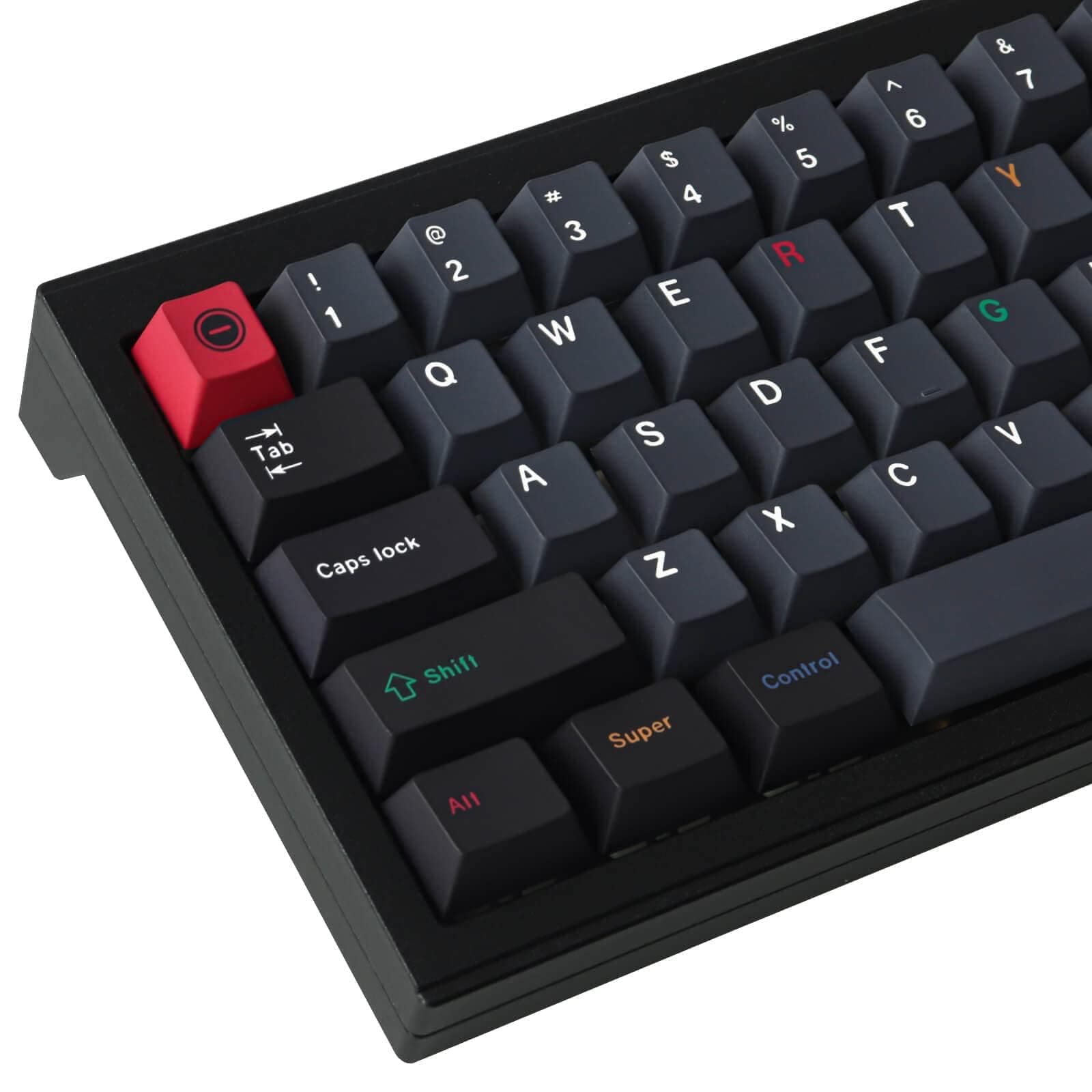 Tsungup ブラック グレー キーキャップ フルセット、134 キー PBT チェリープロファイル カスタム キーボード キーキャップ 60% 65% 70% 100% Cherry Gateron MX スイッチ メカニカル ゲーミング キーボード