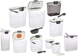 ProKeeper Baker's Airtight Kitchen Storage Canister Container Set for Flour, Sugar & More, Keeps Ingredients Fresh, with Accessories (Multicolor, 10- Piece)