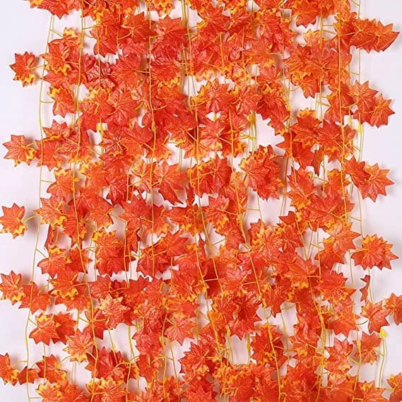 Sofix 12 Artificial Artificial Maple Vine Leaf Wreath Plant Ivy Garland, Fake Vines UV Resistant Greenery Leaves Fake Plants Hanging Aesthetic Vines for Home Bedroom Party Garden Wall Room Decor