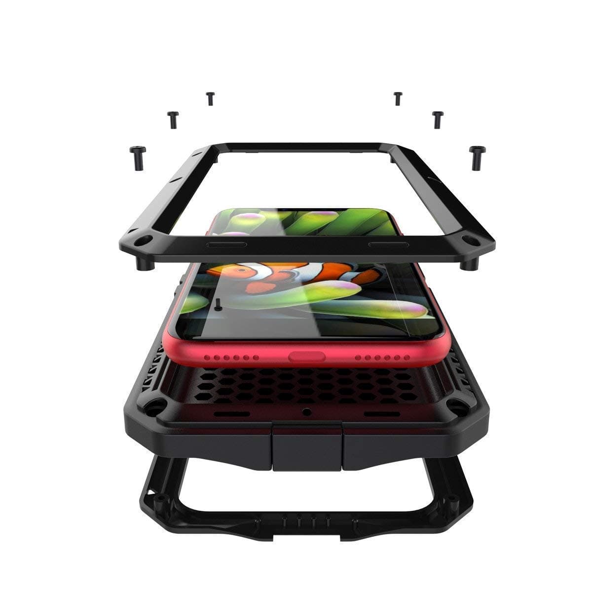 for iPhone XR Case,360 Full Body Protective Cover Heavy Duty Shockproof Tough Armour Aluminum Alloy Metal Case with Silicone Built-in Screen Protector for iPhone XR - Black