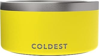 Coldest Dog Bowl - Anti Rust Metal & Non Slip Dog Bowls Large, Spill Proof Heavy Duty 3 Layers Insulated Dog Bowl - Food and Water Bowl for Dogs, Cats & Pets, Dishwasher Safe (200 oz, Solar Yellow)