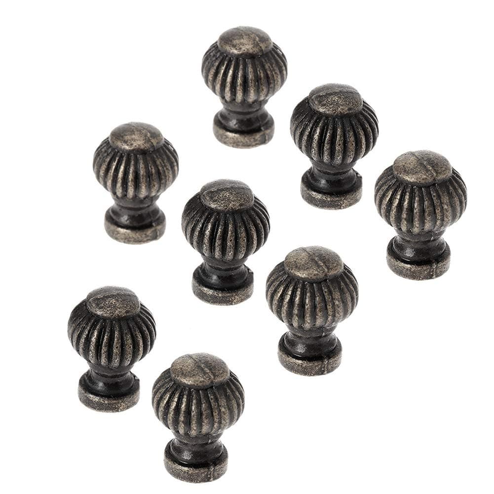 LICTOP Mini Vintage Brass Pumpkin Knobs Round Drawer Jewelry Box Cabinet Cupboard Dresser Knob with Screws,Pack of 6