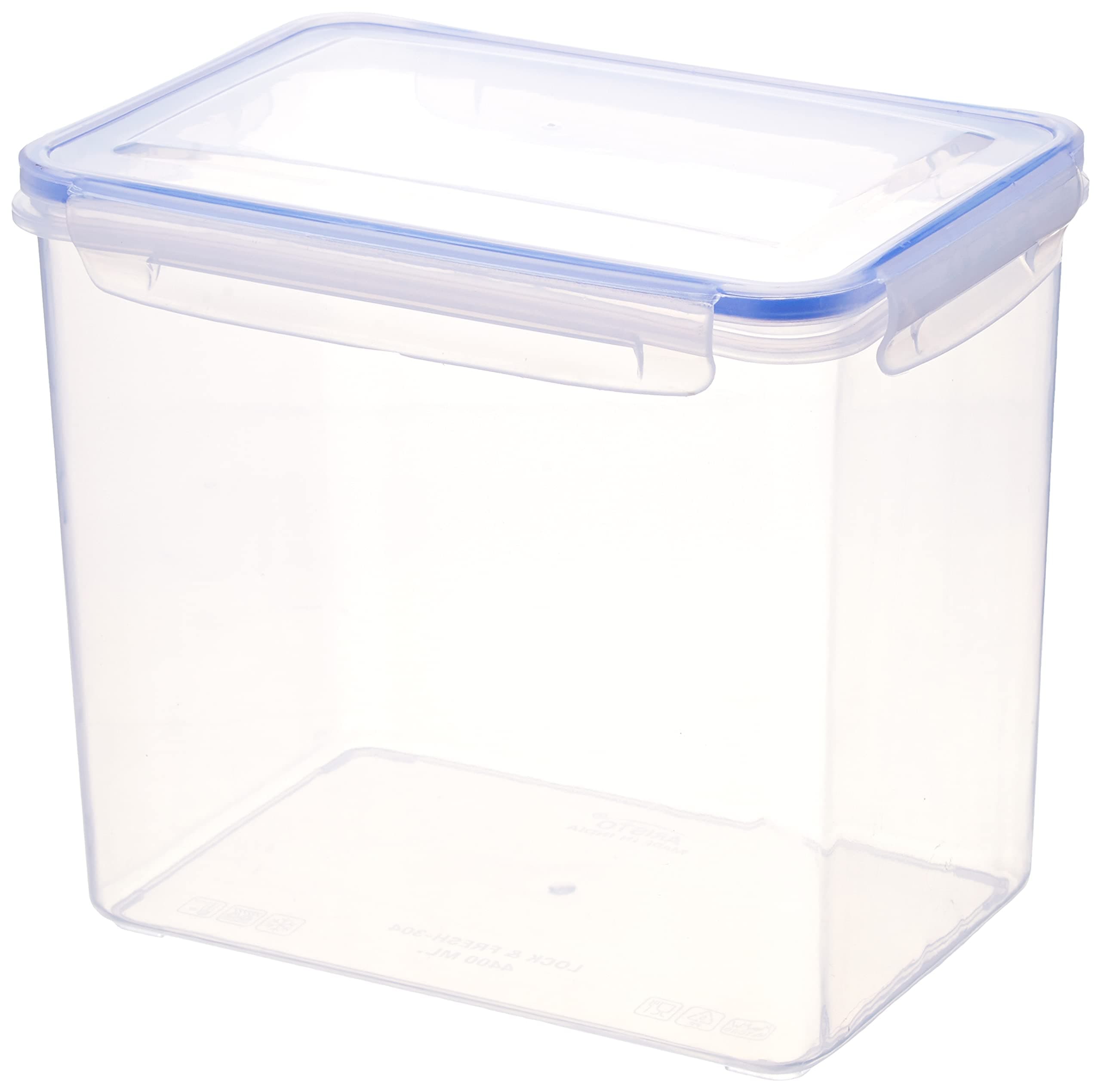 Lock & Fresh 304 Plastic Storage Container For Storing grains, pulses, rice, wheat etc - 4400 ML, Transparent Clear, large (LOCK&FRESH304) (22 x 15.5 x 19cm)