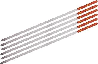 Premium Stainless Steel Wooden Handle BBQ Skewers for Shish Kebab, Turkish Grills & Koubideh, Brazilian-Style BBQ, 23 Inch x 1/2 Inch, Set of 6
