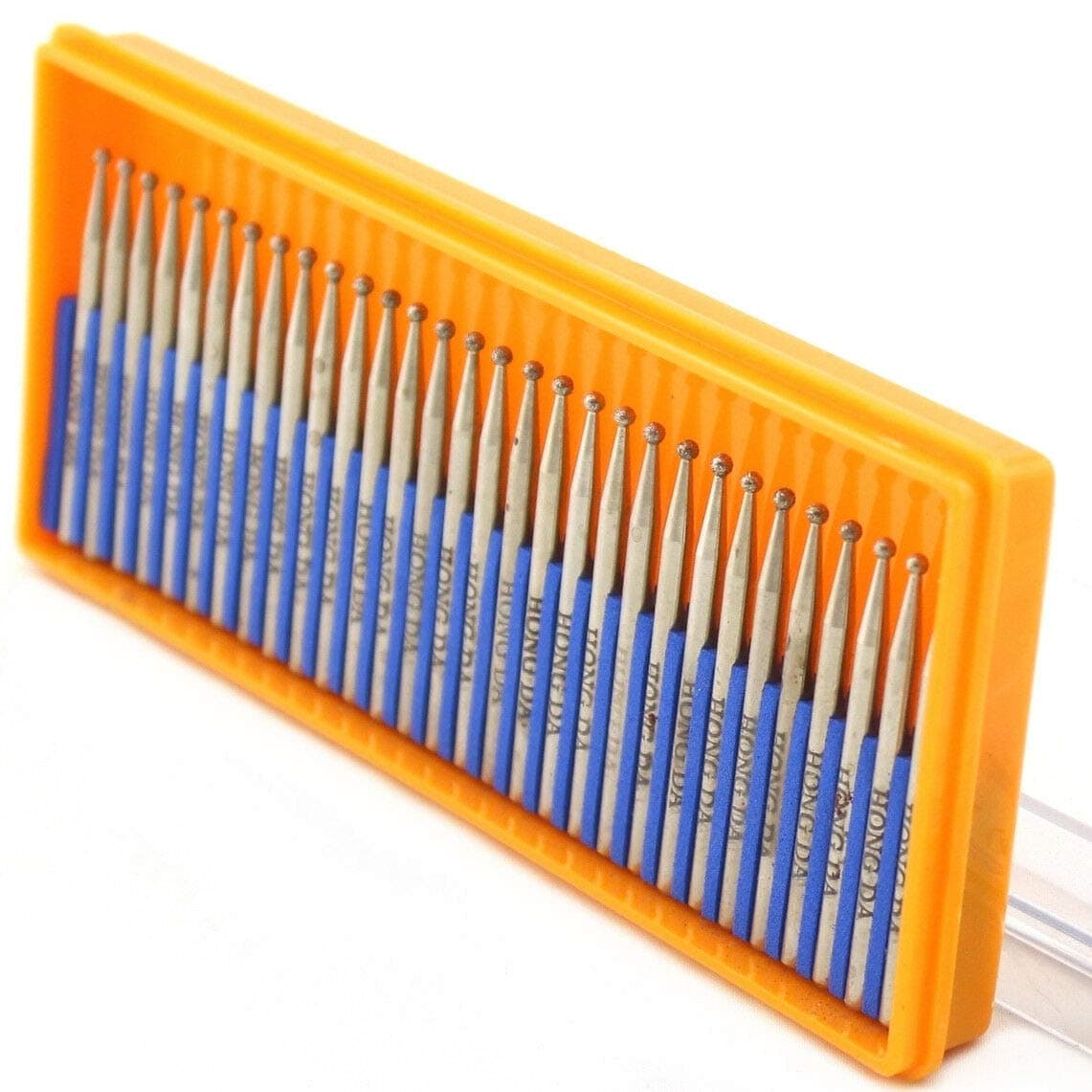 JINGLING Diamond Ball Burrs 2mm Round Grinding Bits Stone Shank 2.35 Pack of 30Pcs