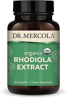 Dr. Mercola Organic Rhodiola Extract - Adaptogenic Support - USDA Organic - Nervous System & Energy Support - Golden Root Herb Supplement - 30 Capsules
