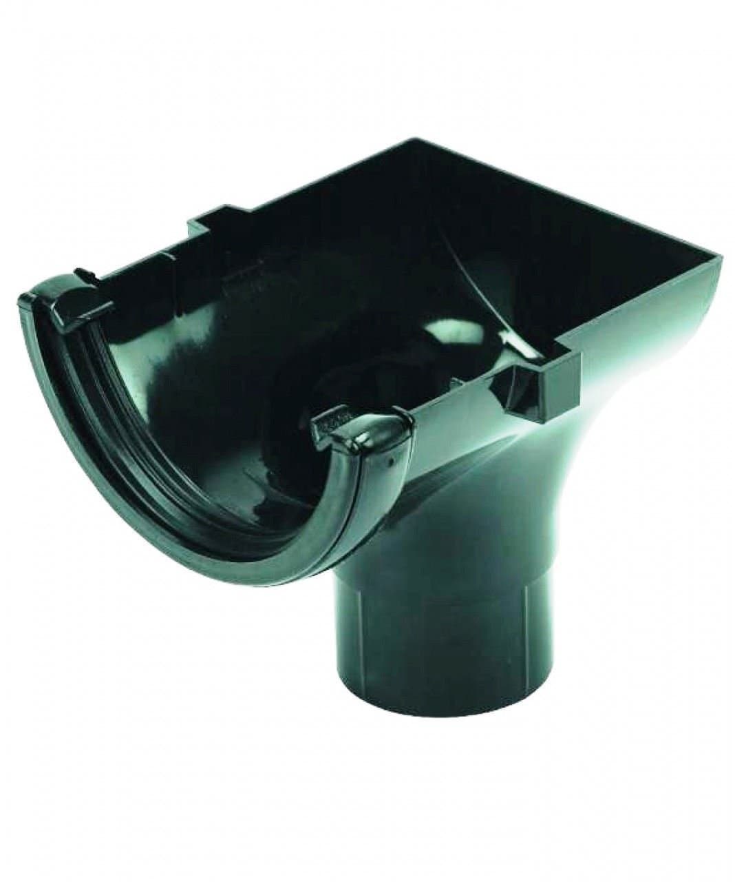 FLOPLAST 112mm Half Round Gutter Stop End Outlet - Black