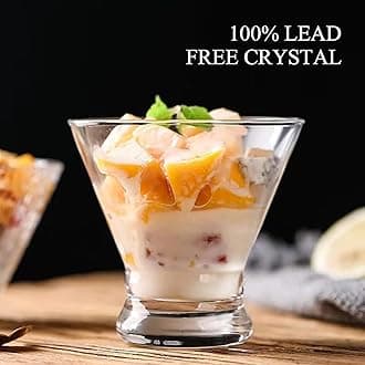 Qipecedm Martini Glasses Set of 4, Crystal Cocktail Glasses 8 Ounces, Hand Blown Stemless Martini Glasses for Bar, Martini, Cosmopolitan, Manhattan, Gimlet, Pisco Sour Brandy