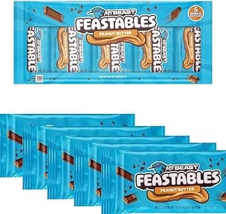 GenericFeastables | Mr Beast Chocolate Bar | [5 BAR BUNDLE] Milk Chocolate Peanut Butter | New Formula Creamier 1.23 oz | Multipack Peanut Butter Chocolate Candy, Full Size