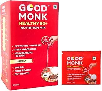 Healthy 50+ Multivitamin for Senior Men & Women | For Energy, Bone & Gut Health | With Probiotics, Fibre, Ashwagandha, Vit. B12, C, D, Iron, Zinc | Add To Food - No Taste Change | 15 Sachets