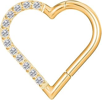 JALZEMPL Nose Rings Hoops 316L Surgical Steel Flower Silver Septum Rings 16g Clicker Daith Hinged 14K Gold Plated Piercing Jewelry Gifts 1.2 * 8mm 10mm