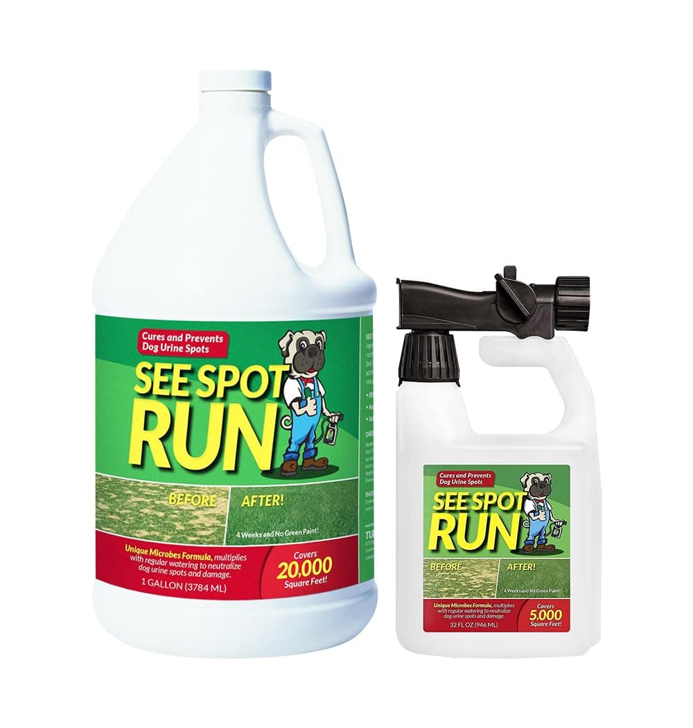 See Spot Run 32oz Ready-to-Use Sprayer Plus 128oz Refill | Eliminate Yellow Spots On Your Lawn Caused by Dog Urine | All-Natural, Safe for Pets and Humans | Made in The USA