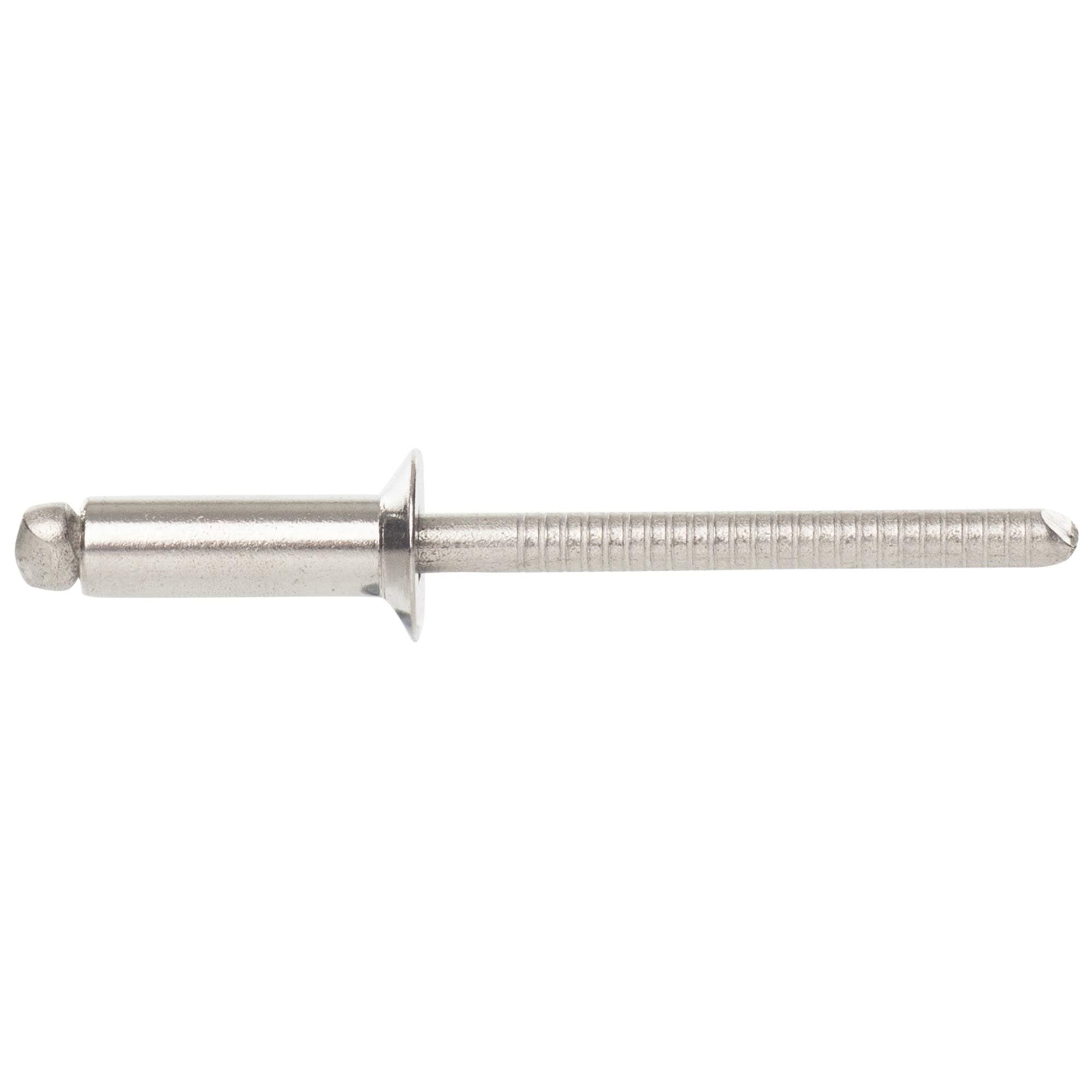 3.2mm x 8mm A2 Stainless Steel Countersunk Open Blind Pop Rivets - 50 Pack