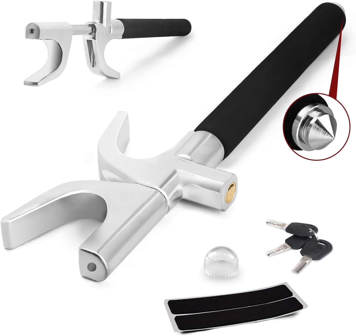 ECLEAR Car Steering Wheel Lock, Universal Anti-Theft Retractable Wheel Steering Lock Device Self-defense with 3 Keys for Auto/Truck/SUV/Van