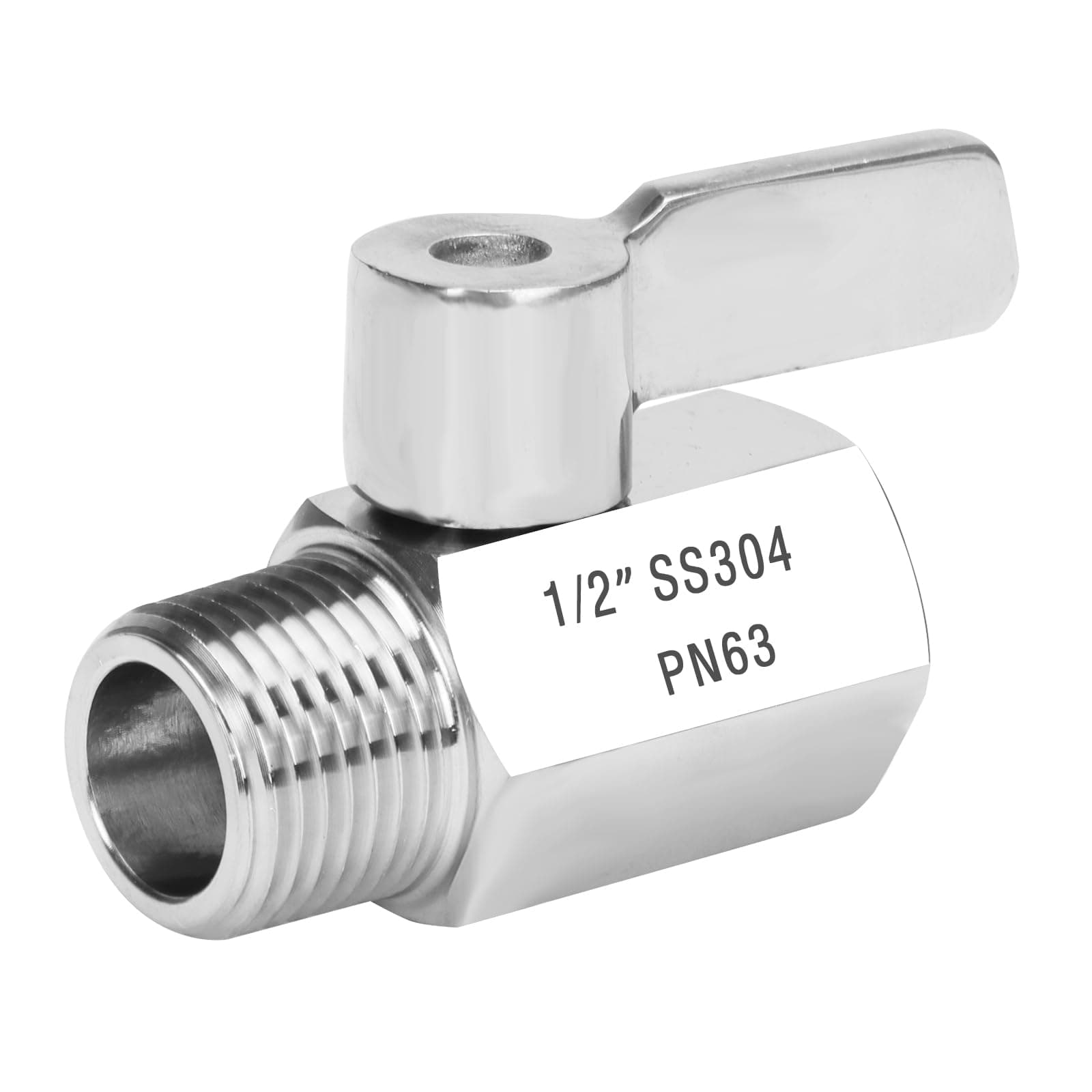 Shower Flow Control Valve - 1/2" NPT Thread Stainless Steel 304 Shut Off Mini Ball Valve, Female x Male Shower Head Water Valve