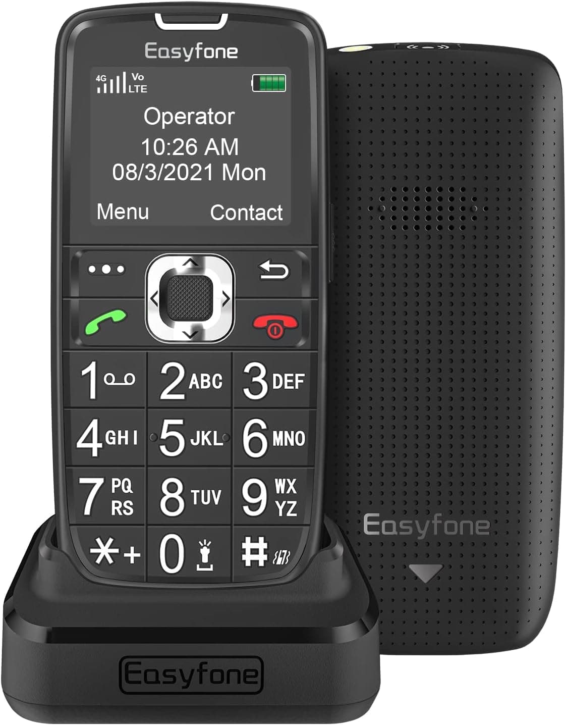 – Easyfone Prime-A6 Sim-Free Easy-to-Use 4G Mobile Phone for Seniors, GSM Big Button Cell Phone for Elderly with SOS Button and Charging Dock (4G, LTE)