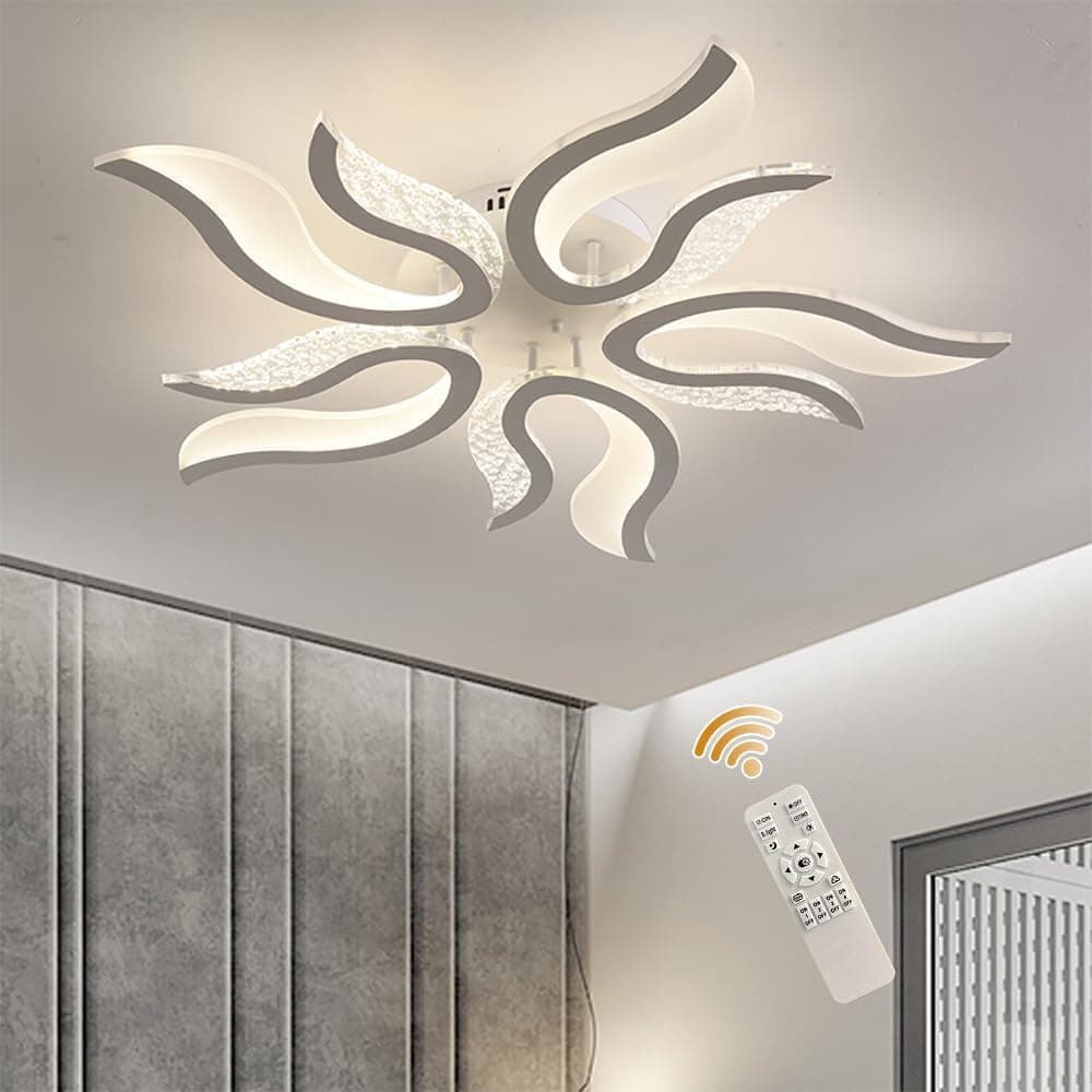 Oninio LED Ceiling Light Dimmable 50W Modern Ceiling Lamps with Remote,Flame Shape LED Chandelier Light Fixture for Living Room Dining Room Bedroom Decorative Lamp,3 Color/3000-6500K