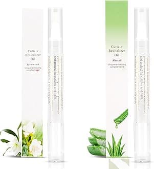 Pack of 2 Cuticle Oil Pens for Nail Care, Cuticle Revitalization Oil Pen with Soft Brush, Cuticle Oil to Prevent Nail Cracks and Dryness (Aloe & Jasmine Flavour)