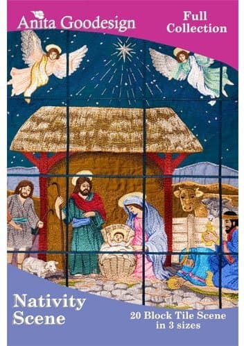 Anita Goodesign Nativity Tile Scene Embroidery Machine Design Pack