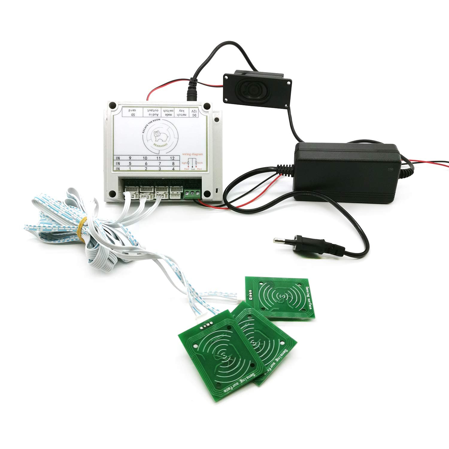 BearHoHoRoom Escape Props RFID Reader IC Card One to One to Unlock Chamber with 2 Sets IC Cards of Secrets Game Prop (8 IC Card Sensors, with Audio)