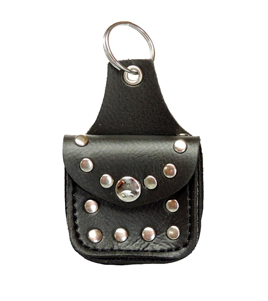 Mini Genuine Leather Biker Studded Saddle Bag Keychain