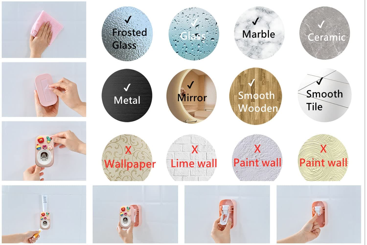 Automatic Toothpaste Dispenser & Toothpaste Holders and Wall Mounted Cup 3 Piece in a Set, is Wall Mounted for Bathroom,Toothpaste Squeezer for Kids & Family Shower (Pink Set)