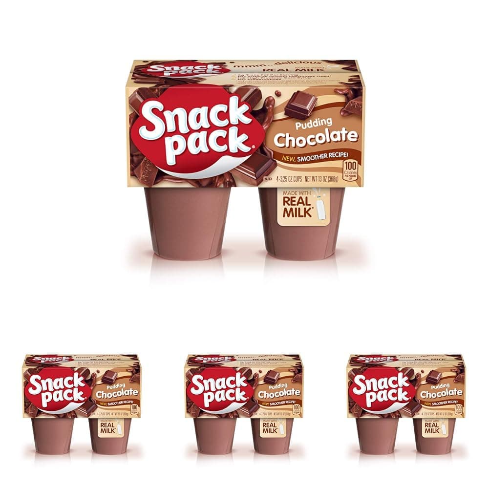 Chocolate Pudding, 4 Count Pudding Cups (Pack of 4)