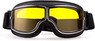 CRG Sports Motorcycle Goggles Vintage Aviator Pilot Style Leather Cruiser Scooter Motocross Goggles for Men, Women,Adults