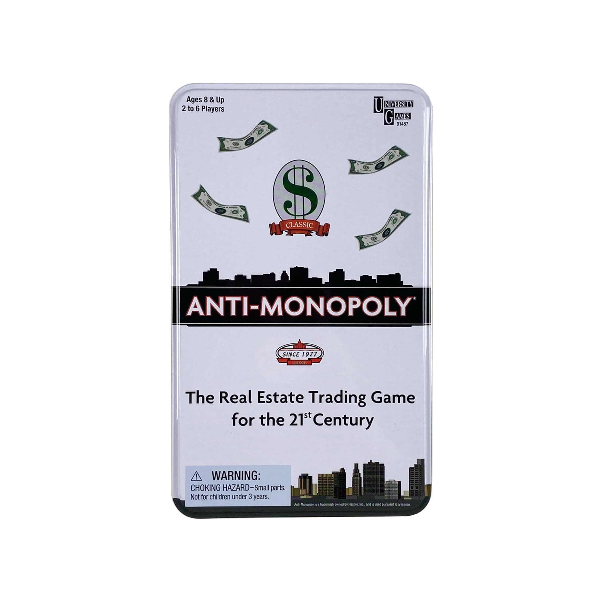 University Games Anti-Monopoly Game Tin (White)