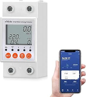 eMylo Smart Watt Meter Single-Phase AC 63A 80-400V, Tuya WiFi Power Meter Energy Monitor APP Remote Control, Circuit Breaker and Leakage Protection Suitable for Apartment Factory Home Energy Monitor