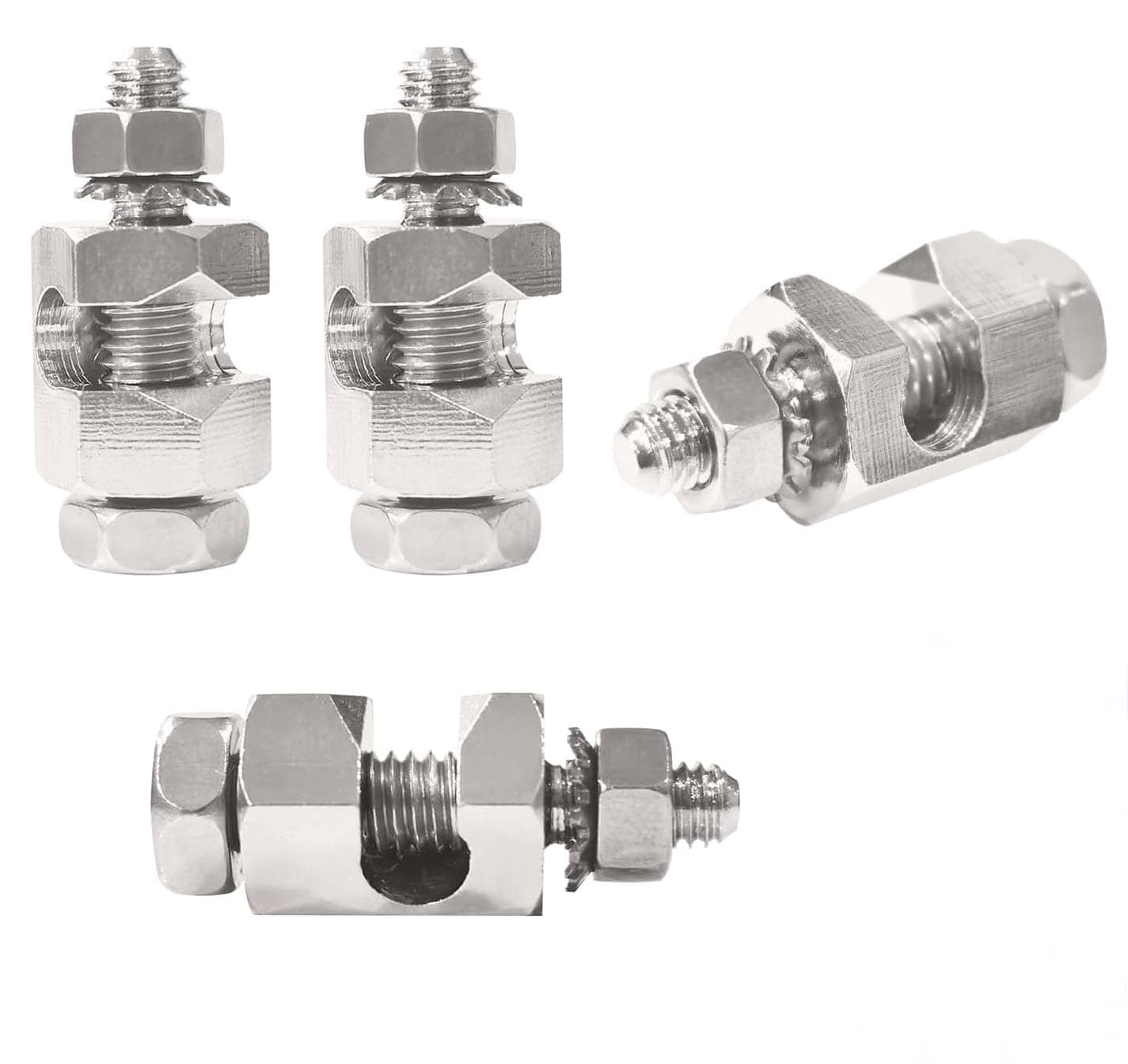 4Pcs Copper Grounding Clamps Solar Panel Ground Lug Terminal Bolt-on Earthing Bonding for 14-6 AWG Bare Wires Ground Cable