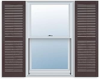 Exterior Solutions Standard Louver Exterior Vinyl Shutter, Sienna Brown (Pair), 15 Inch x 71 Inch