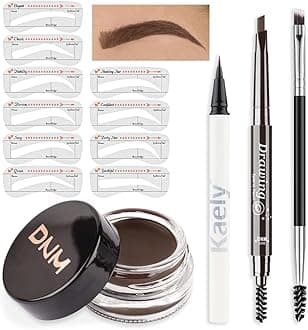 Eyebrow Stencils Kit for Women Shaping, Eyebrow Shaper Makeup Kit, Eye Brow Stencil Shaper Tinting kits for Women, with Eyeliner, Eyebrows Pencil, Pomade, Brush and 10 Stencils, Kit04 DARK BROWN