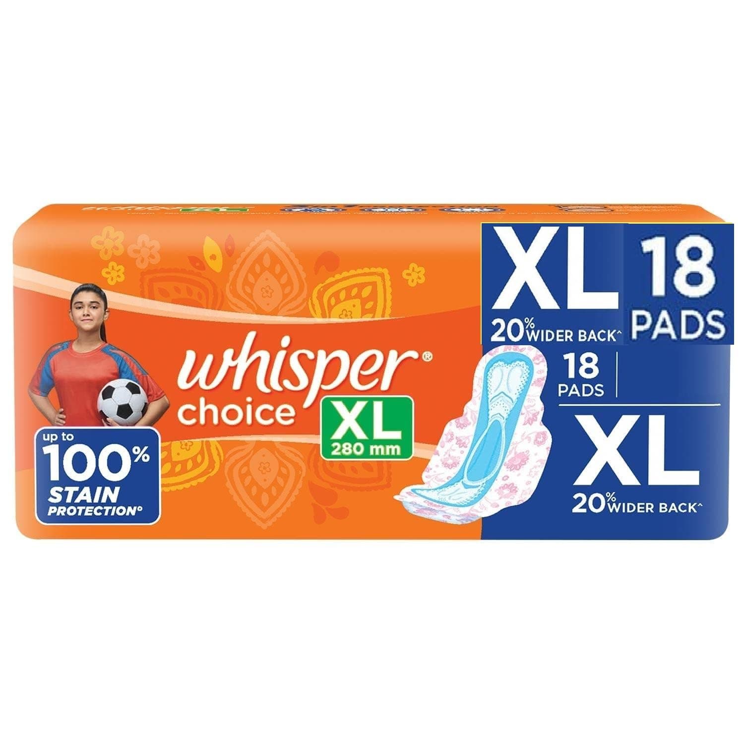 Whisper Choice Sanitary Pads with Wings - 20 Pads (Extra large)