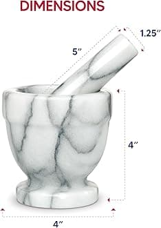 HIC Harold Import Co HIC Mortar and Pestle Set, 5.75-Inch, Tall, Marble